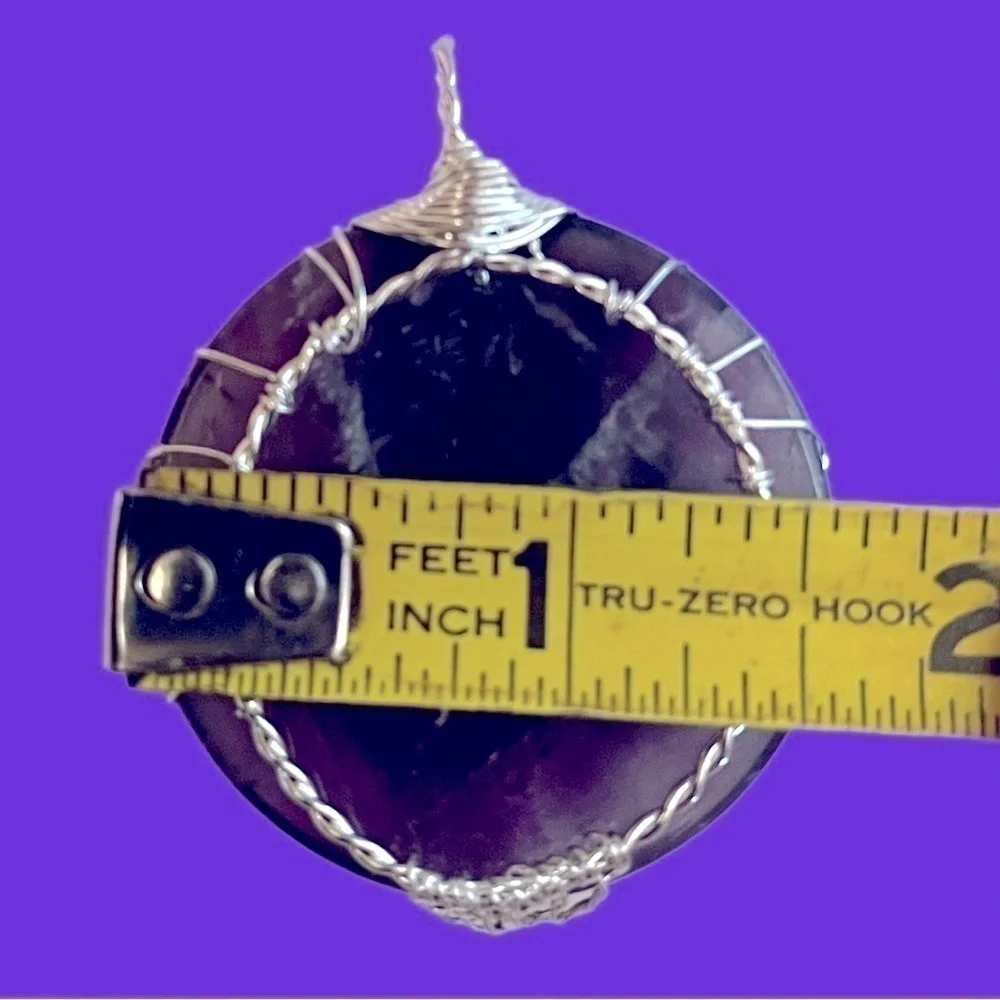 NEW!‎ Natural Amethyst and silver pendant for necklace